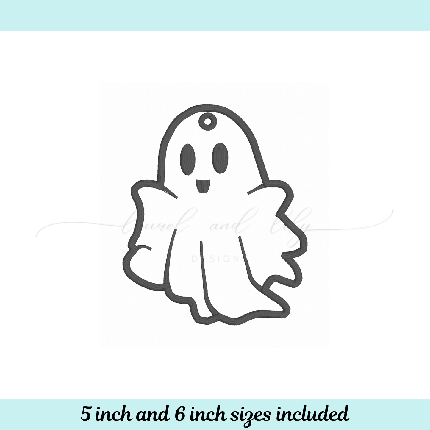 Ghost Bag Tag Embroidery, Machine Embroidery Design, In the Hoop Bag Tag, Halloween Embroidery (Digital Download)