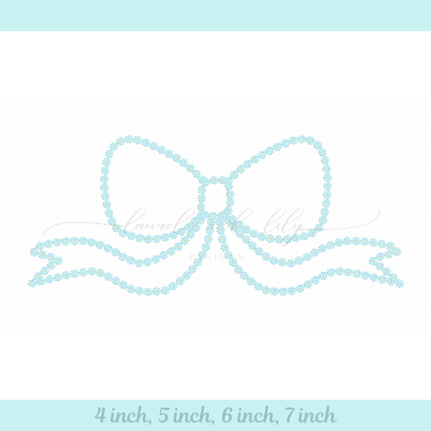 Bethany Bow French Knot Applique, Machine Embroidery Design: Long Tail Bow (Digital Download)