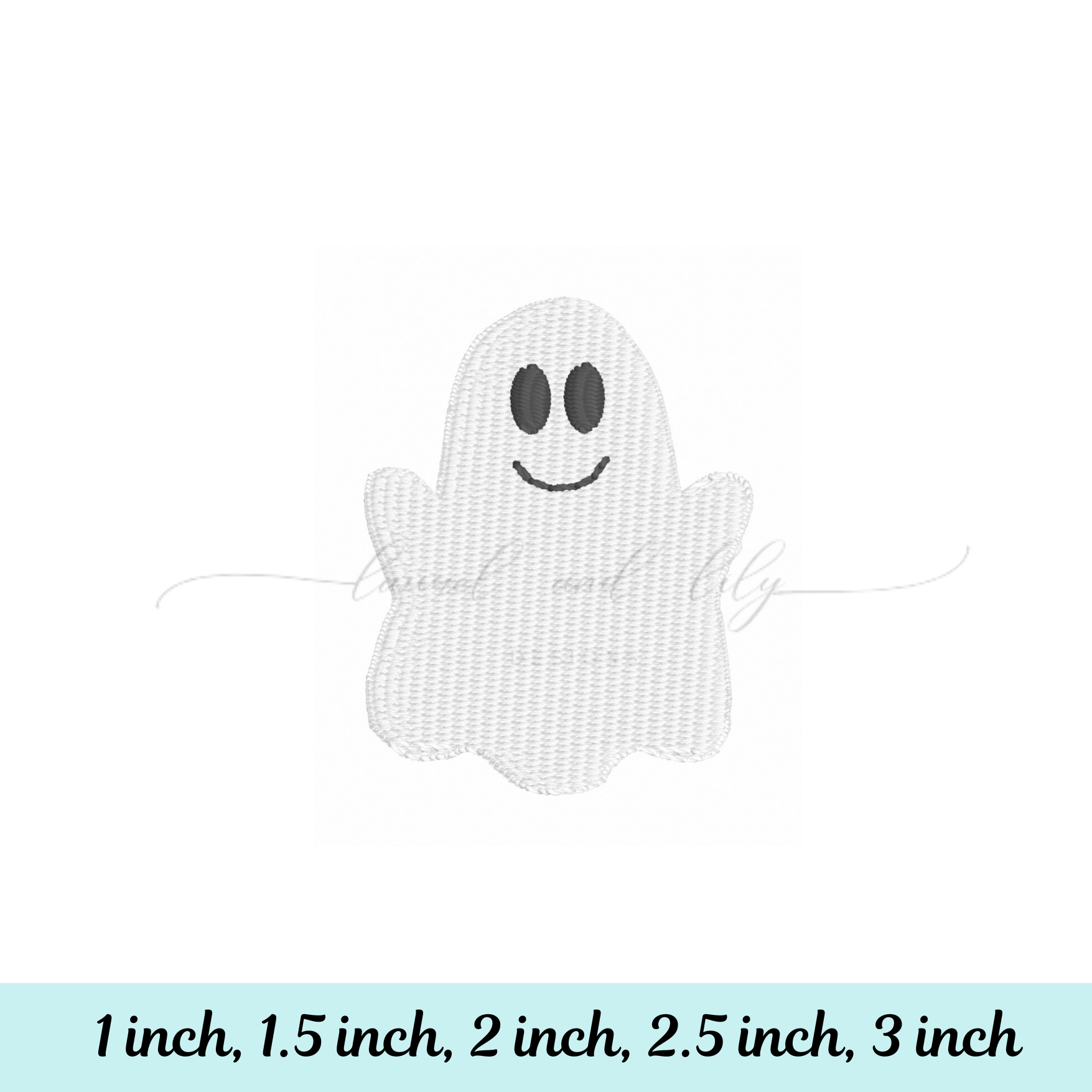 White ghost embroidery on a white background