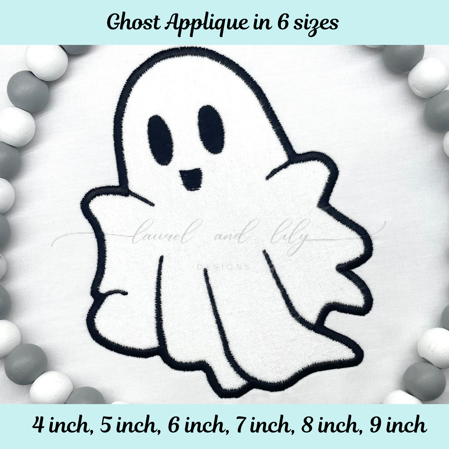 Ghost Applique, Machine Embroidery Design, Satin Stitch Ghost, Halloween Embroidery (Digital Download)