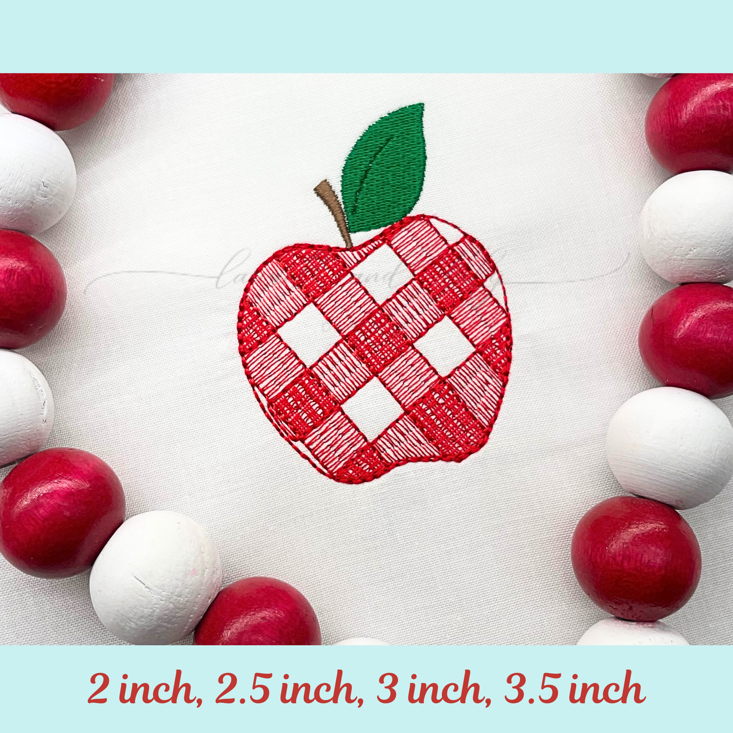 Gingham Apple Embroidery Design, Machine Embroidery Design
