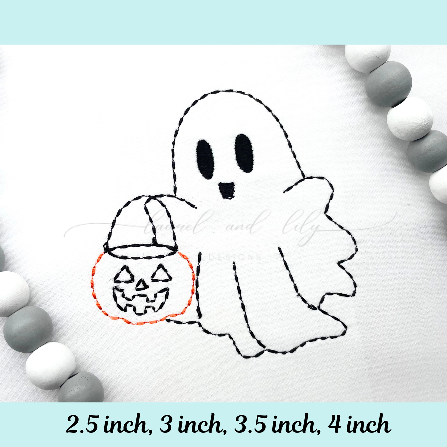 Trick or Treat Ghost with and without Bow Embroidery Design, Machine Embroidery, Sashiko Stitch, Halloween Embroidery (Digital Download)