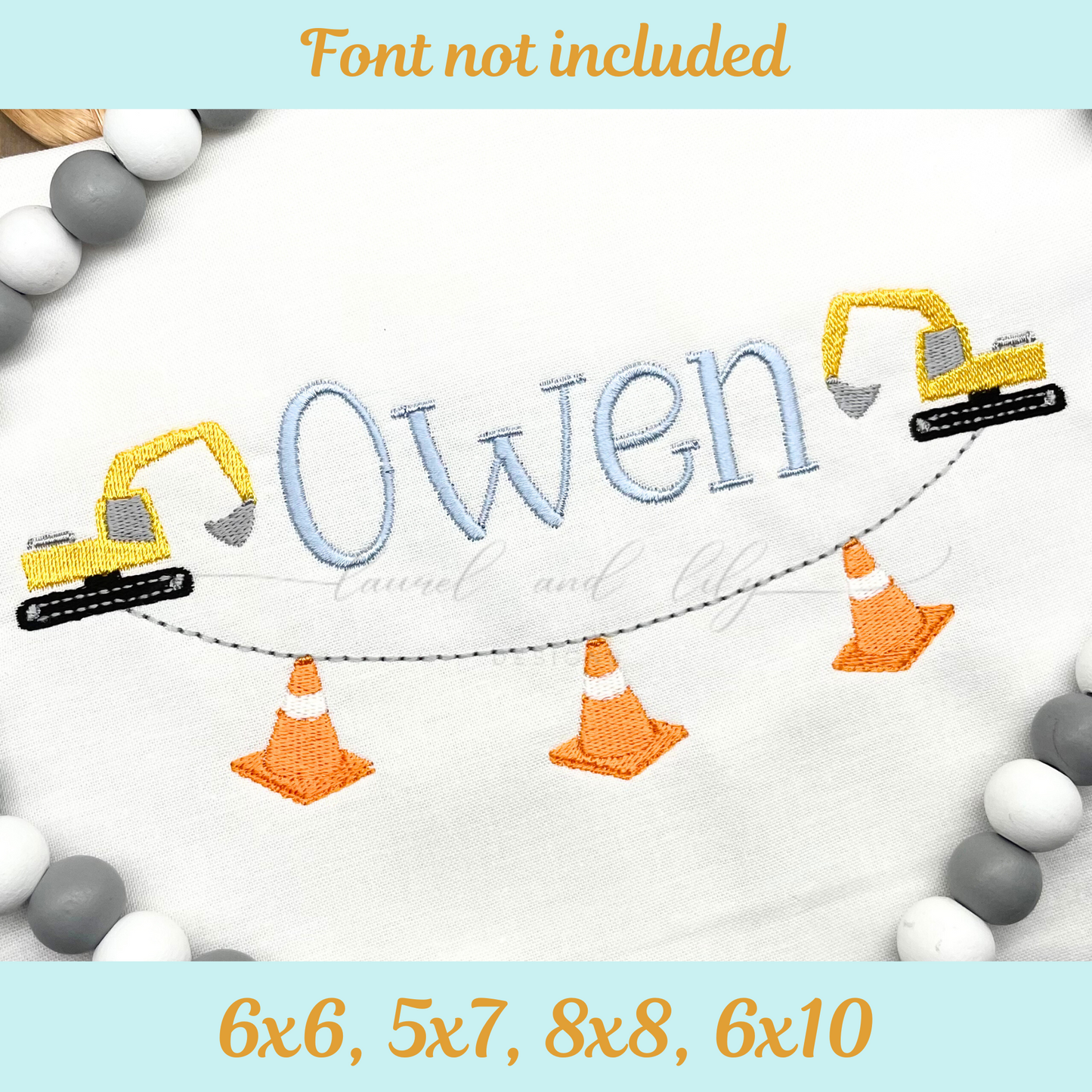 Excavator Bunting Machine Embroidery Design, Construction Embroidery Design