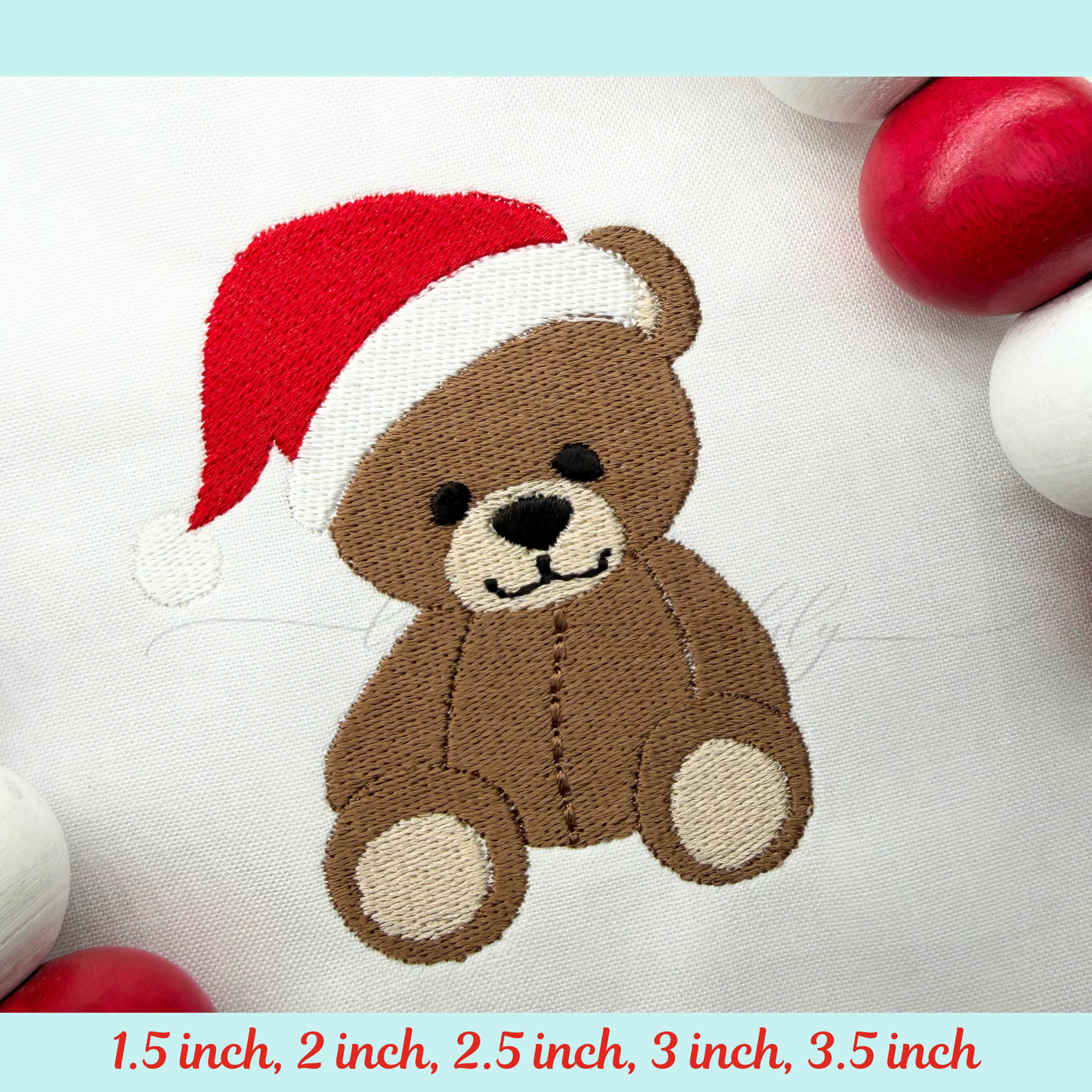 Mini Santa Bear Machine Embroidery Design, Christmas Teddy Bear Mini Fill Stitch (Digital Download)